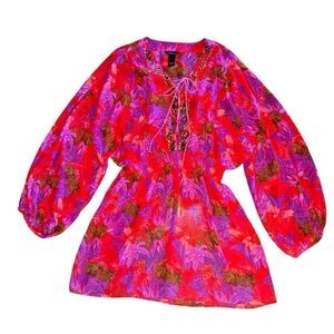 Moda International Womens Floral Animal Print Cover Up Dress Size Medium